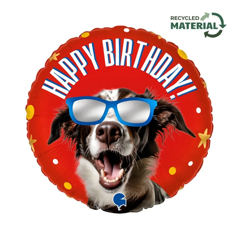 18"/Ø46cm Folienballon "Happy Birthday" Hund