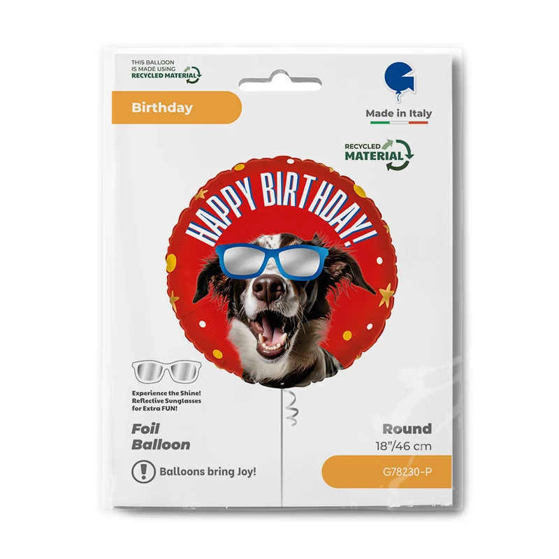 18"/Ø46cm Folienballon "Happy Birthday" Hund