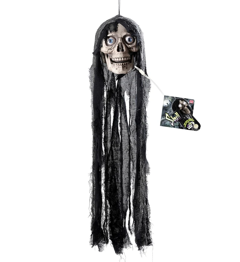 Hänge-Figur Totenkopf mit Licht, Sound & Bewegung 70 cm | Der sprechende Schädel für deine Halloween-Deko
