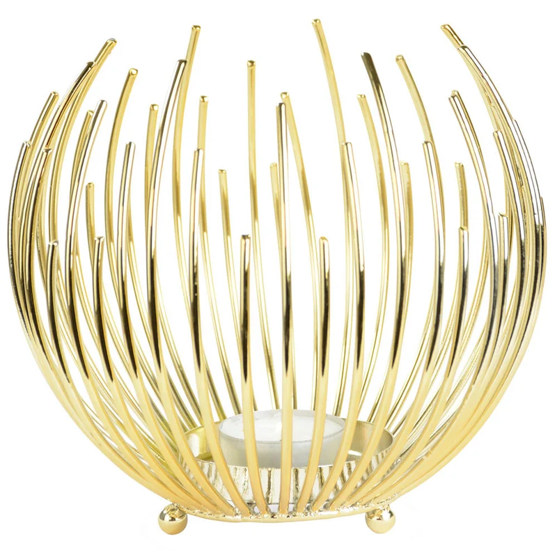 Teelichthalter Strahlenkugel 15cm | Gold
