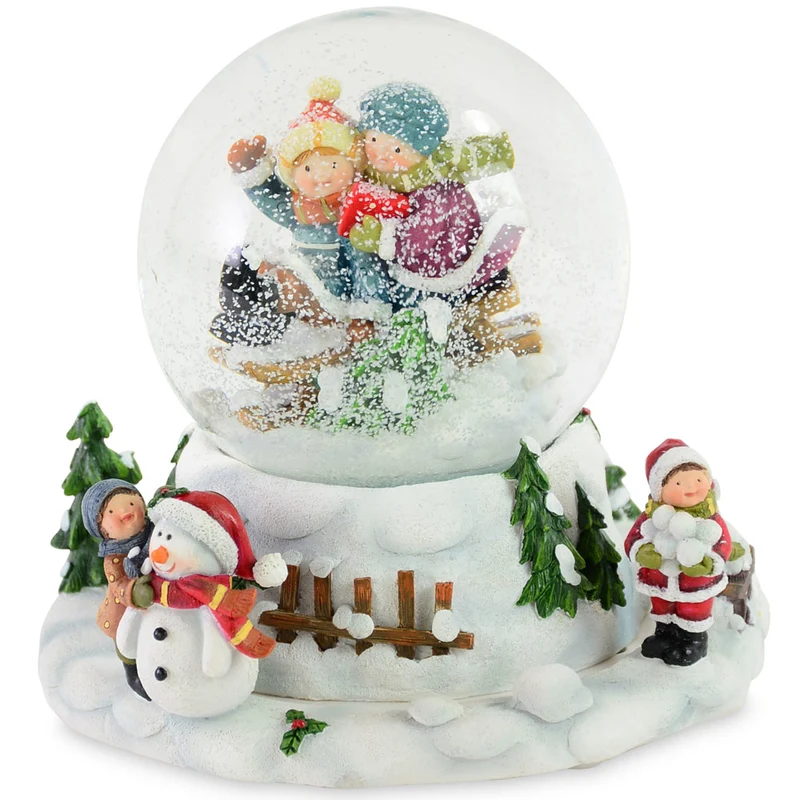 Spieluhr Schneekugel "Winterkinder" mit Musik 15,5 x 15,5 cm | 12610 - Adventsdekoration