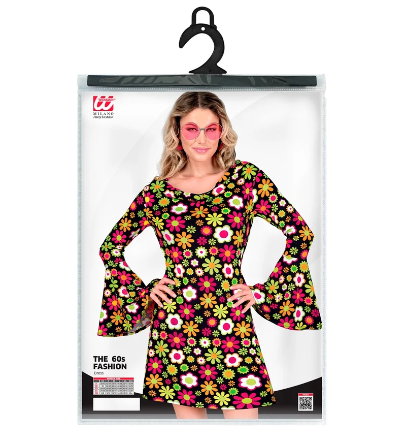 Retro Damen Kleid "Flowers" | Mehrfarbig - Kostüm 60er 70er Jahre