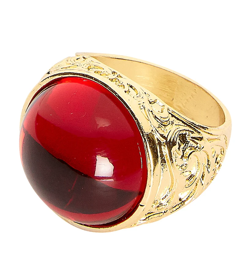 Goldener Ring mit rotem Stein | Schmuck zum Kostüm