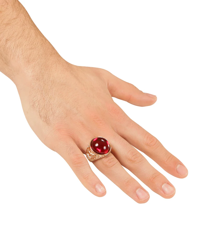 Goldener Ring mit rotem Stein | Schmuck zum Kostüm