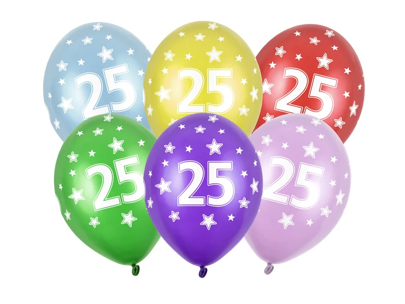 6 Stk. Latexballon Ø30cm "Happy Birthday" | Zahl #25