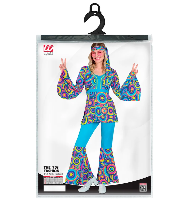 Hippie Kostüm "Bubbles" für Damen | Blau - Anzug 60er 70er Jahre