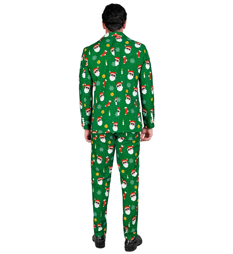 Designer Anzug "Weihnachtsmann" 2-tlg. UV | Grün - Herren Weihnachten Kostüm