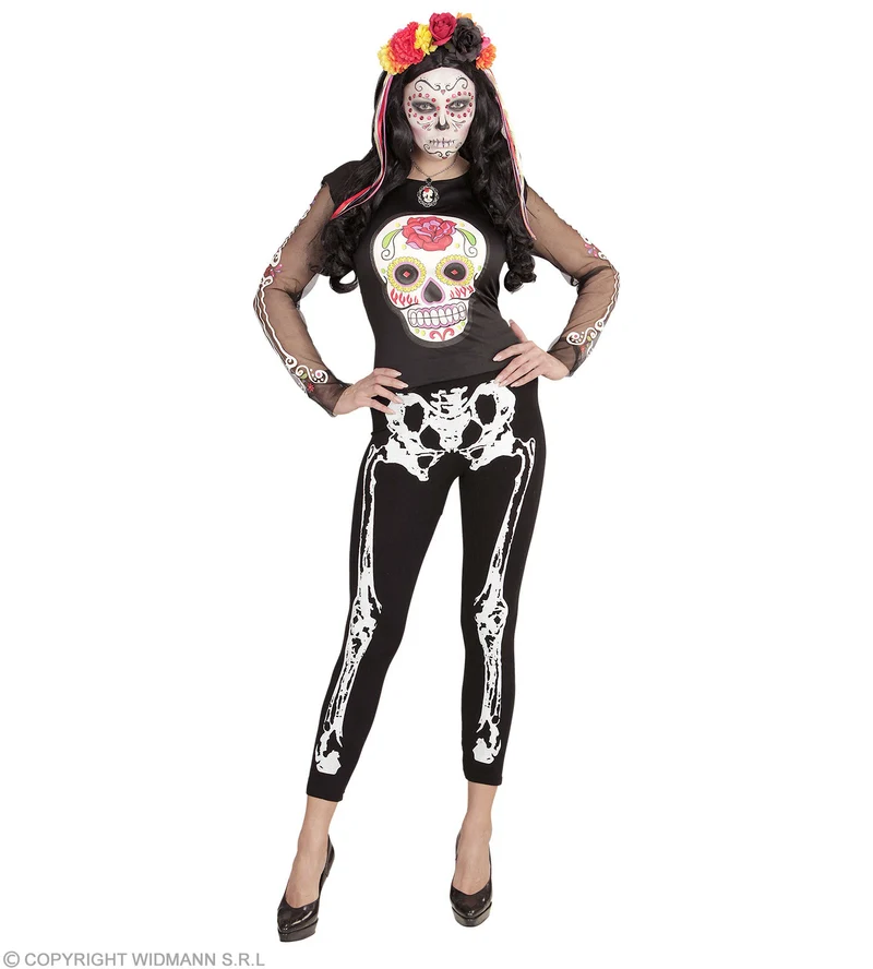Skelett Leggings für Damen | Schwarz Weiß