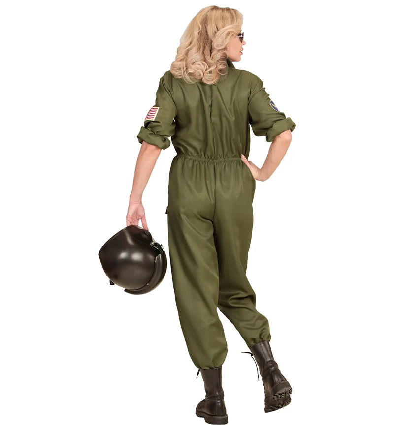 "Kampfjet Pilotin" Damenkostüm - Flieger Overall | Grün