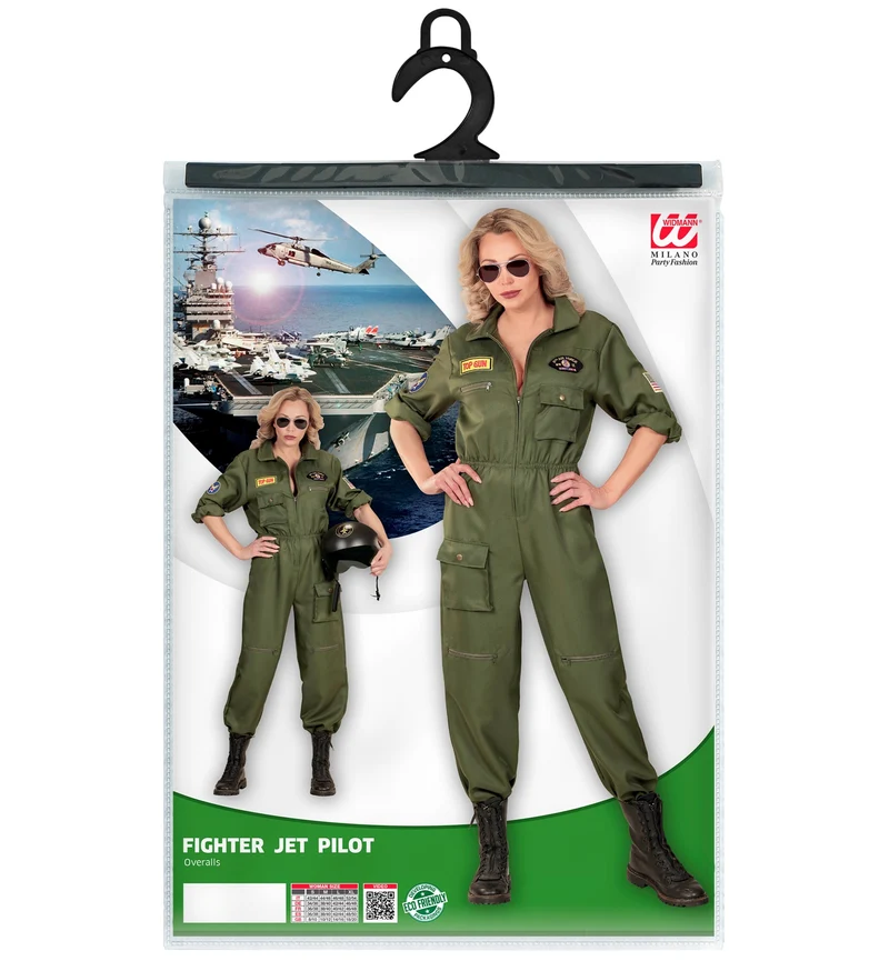 "Kampfjet Pilotin" Damenkostüm - Flieger Overall | Grün