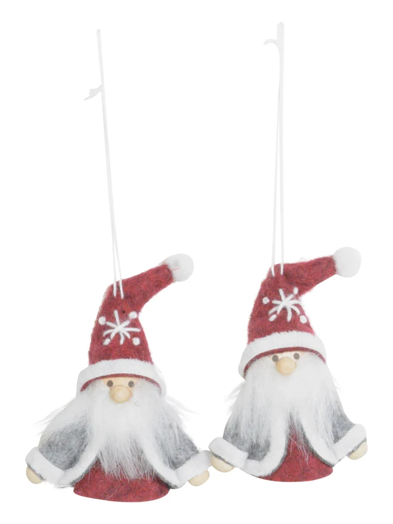 2er Set Weihnachtsmann Anhänger | Grau Rot | Stoff | 7 cm | 17640