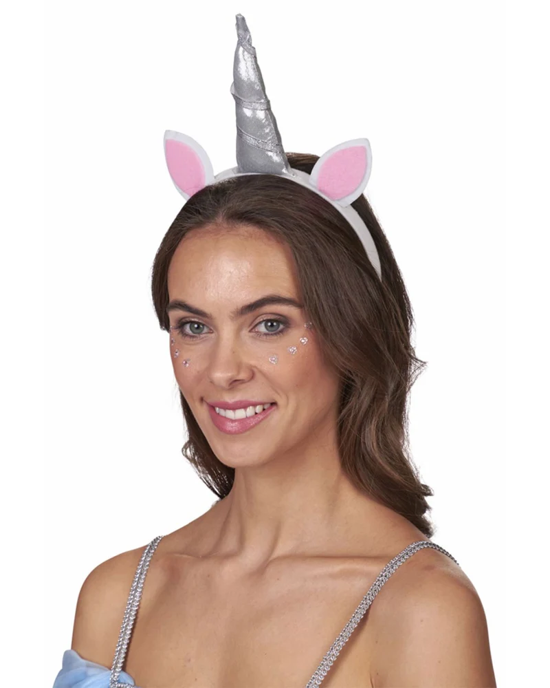Einhorn Haarreif - Silber Weiß