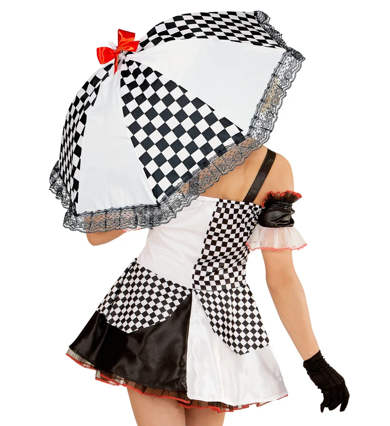 Schwarz Weißer Zirkusschirm - 77 cm | Kostüm Harlekin Pierrot