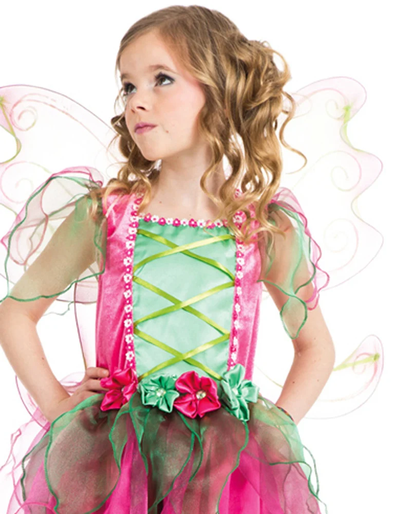 Feen Kostüm "Flower" für Mädchen - Pink Grün | Blumenfee Elfe Waldfee Kinder Verkleidung