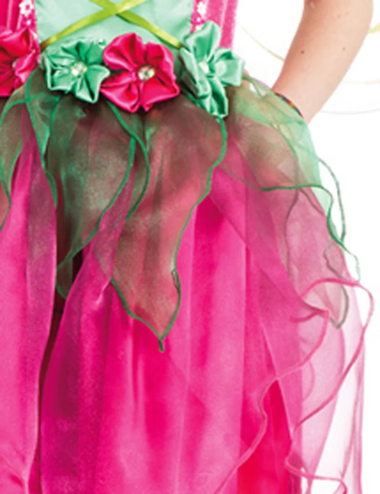 Feen Kostüm "Flower" für Mädchen - Pink Grün | Blumenfee Elfe Waldfee Kinder Verkleidung