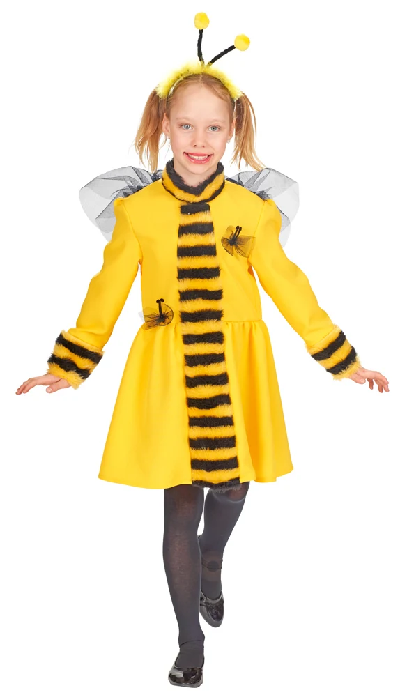 Bienen Kostüm für Mädchen - Kleid mit Haarreif | Tier Kinderkostüm Karneval