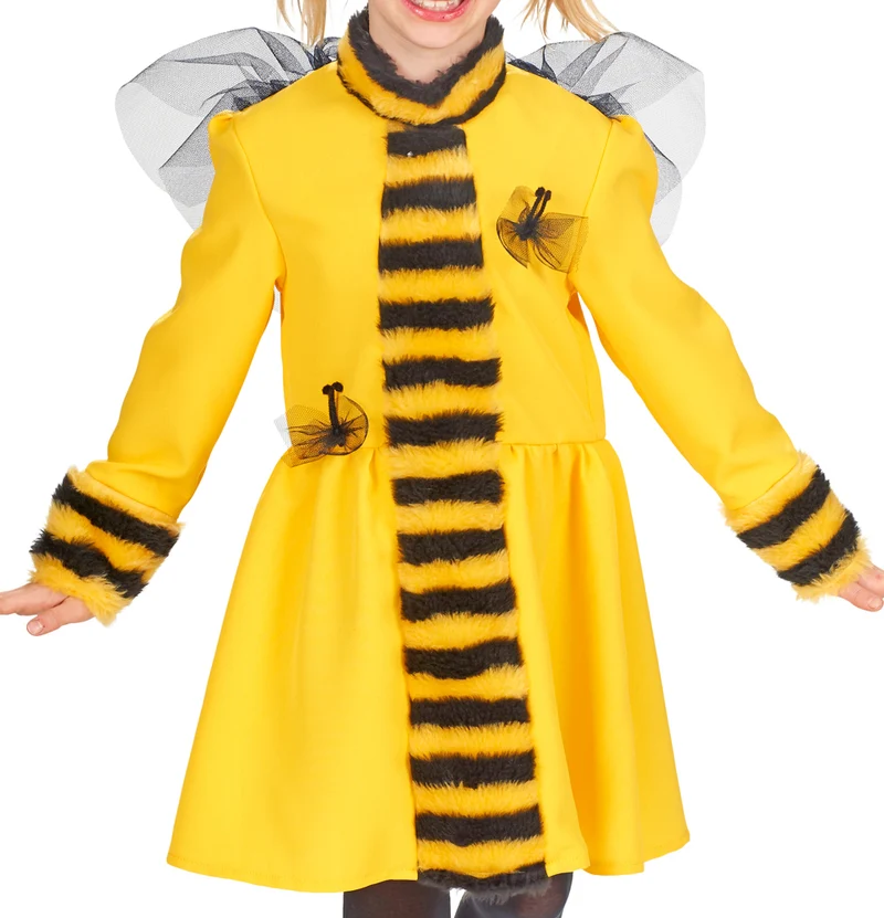 Bienen Kostüm für Mädchen - Kleid mit Haarreif | Tier Kinderkostüm Karneval