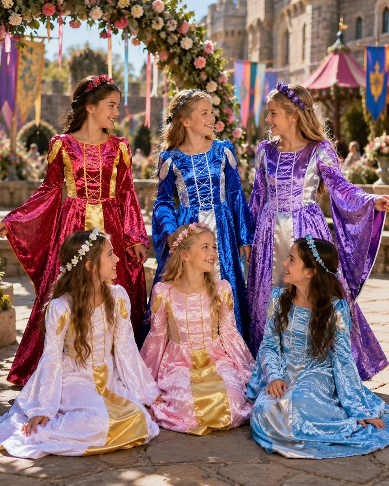 Burgfräulein Kostüm "Prinzessin Helena" für Mädchen | Blau Silber