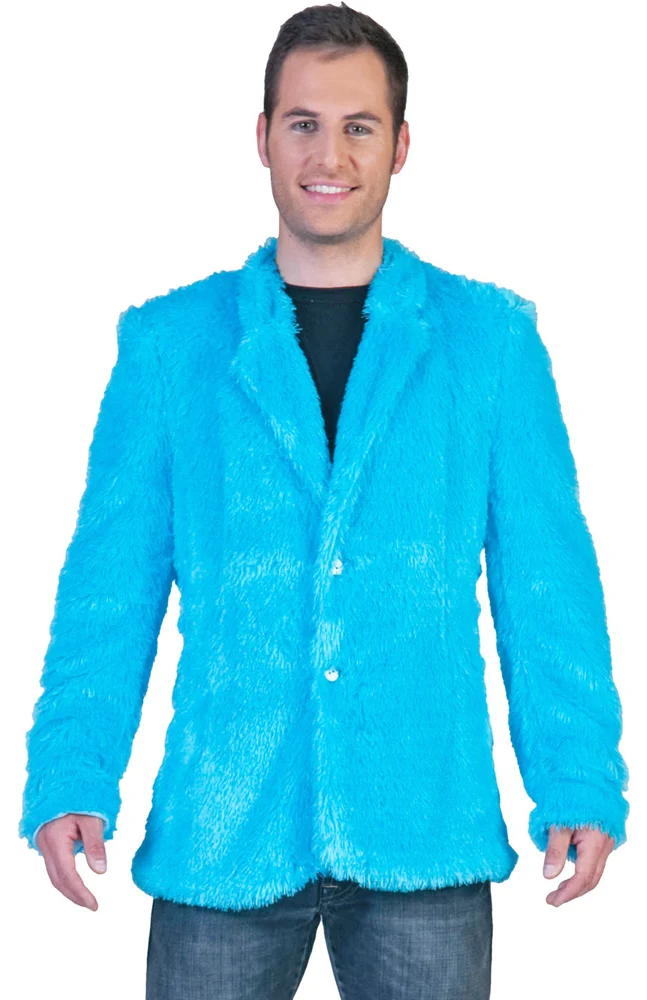 Hippie Jacke Clayton in Plüsch-Optik - Blau