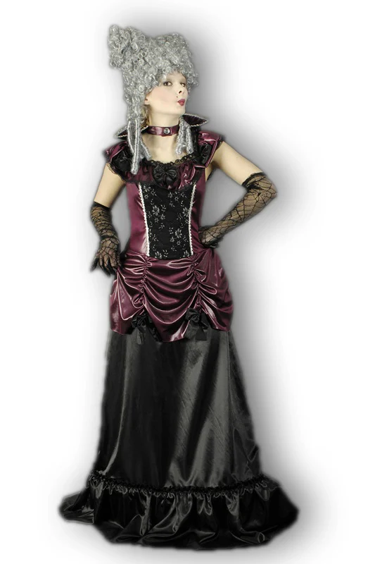 Vampir Kostüm "Catherine" für Damen - Kleid mit Reifrock | Bordeaux