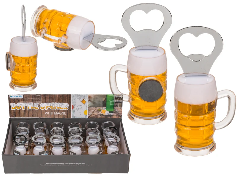 Metall Flaschenöffner "Bierglas mit Magnet"
