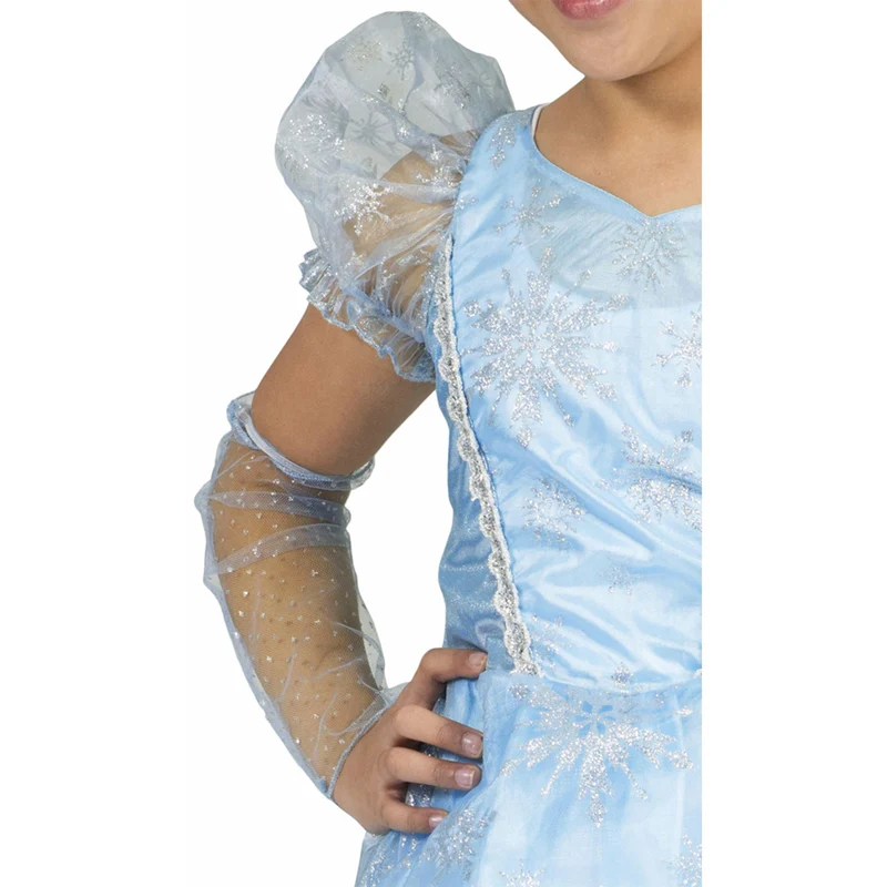 Eisprinzessin Kostüm "Anna" für Mädchen - Blau Weiß | Eiskönigin Glitzerkostüm mit Eiskristallen