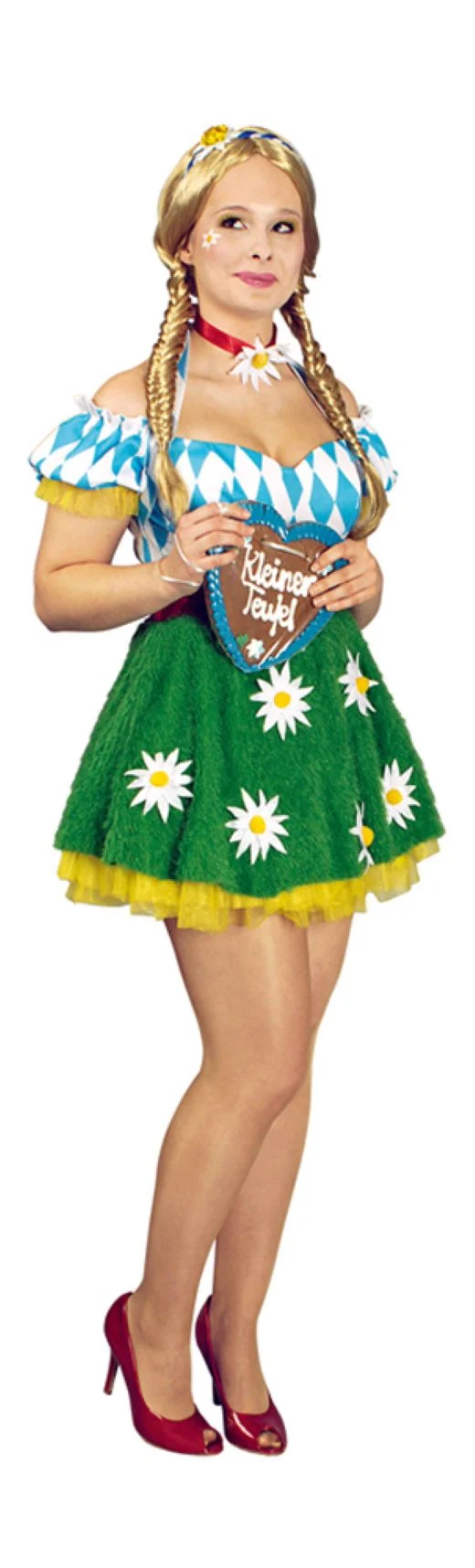 Oktoberfest Wiesn Kleid für Damen | Dirndl Kostüm Blau Weiß