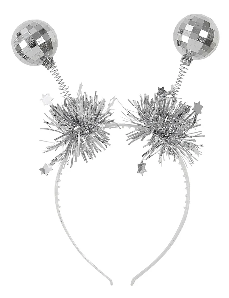Haarreif mit Discokugeln | Silber Glitzer