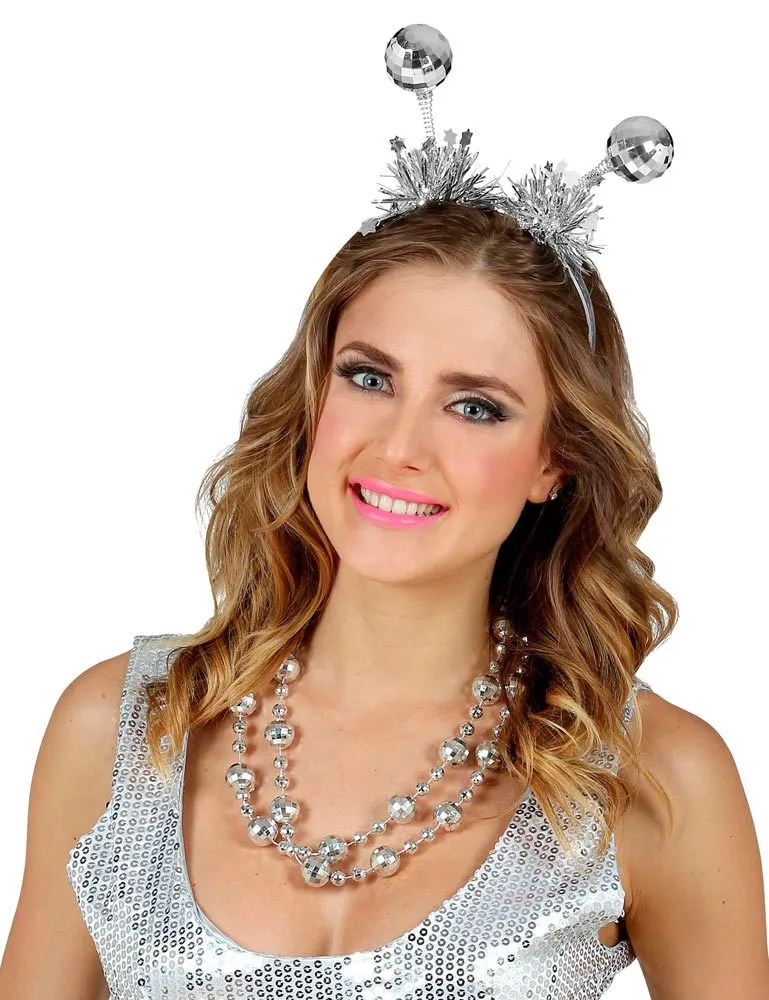 Haarreif mit Discokugeln | Silber Glitzer