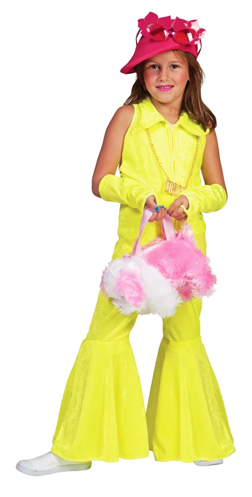 Hippie Girl Disco Anzug für Mädchen - Neon Gelb