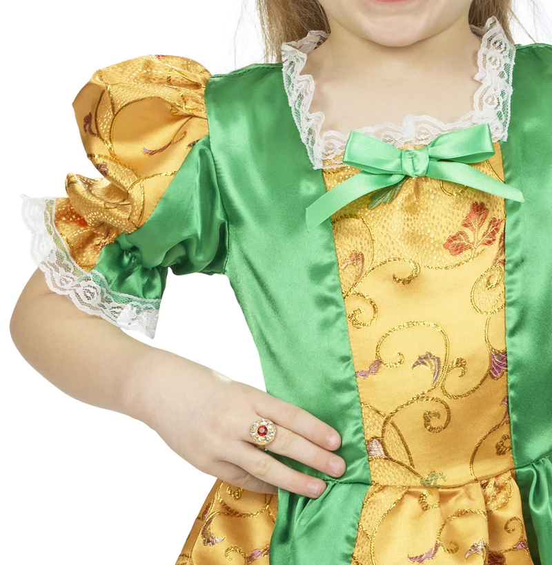 Froschkönigin Märchenkostüm für Mädchen - Gold Grün | Prinzessin Kinderkostüm