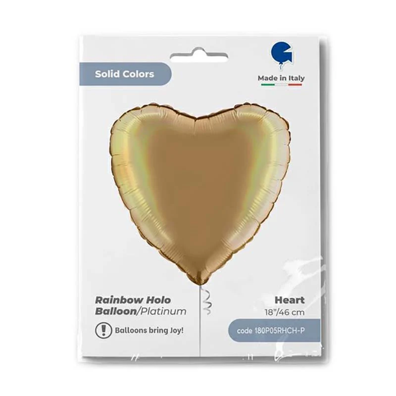 18"/Ø46cm Herz Folienballon Uni | Champagner Holo