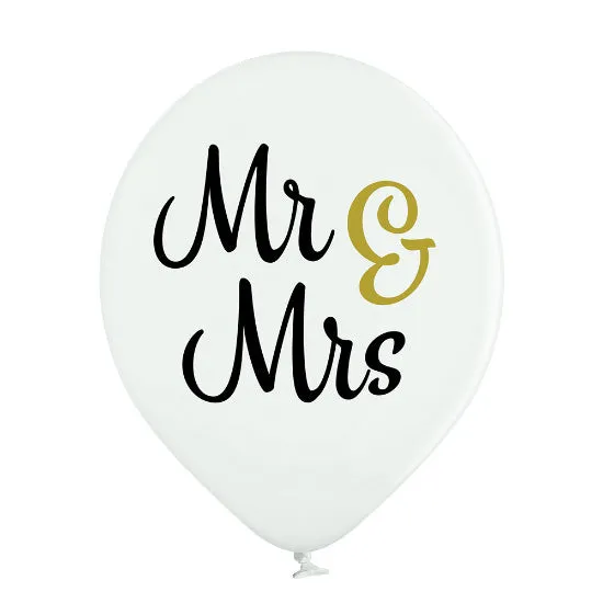 Luftballon Ø30cm "Mr & Mrs" | 6 Stk. - Weiß Pastell