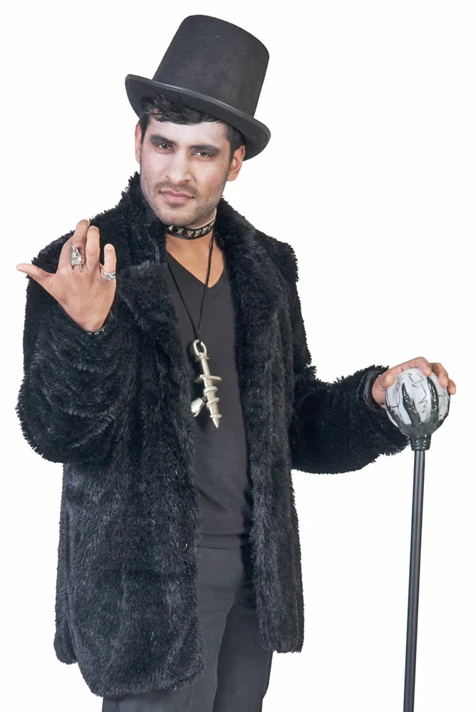 Hippie Jacke Clayton in Plüsch-Optik - Schwarz