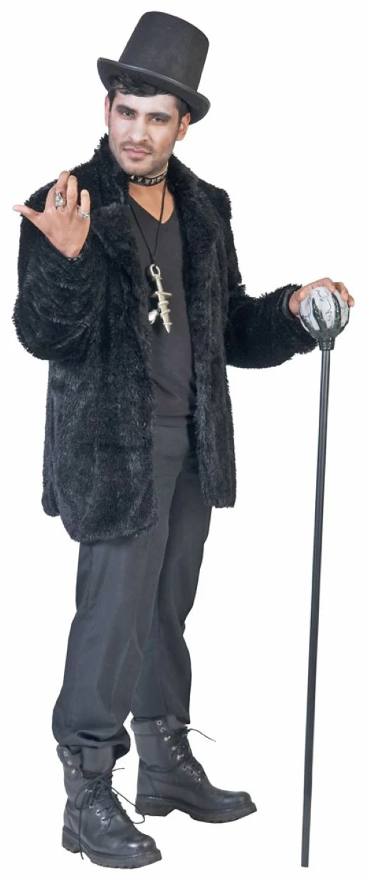 Hippie Jacke Clayton in Plüsch-Optik - Schwarz