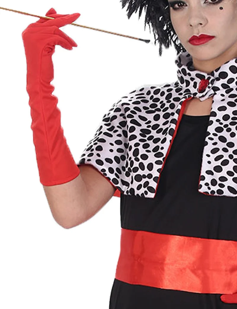 Bösewichtin "Cruella" Kostüm für Damen - 5-tlg. | Schwarz Weiß Rot