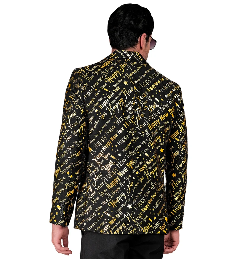 Silvester Jacke "Happy New Year" für Herren | Schwarz Gold
