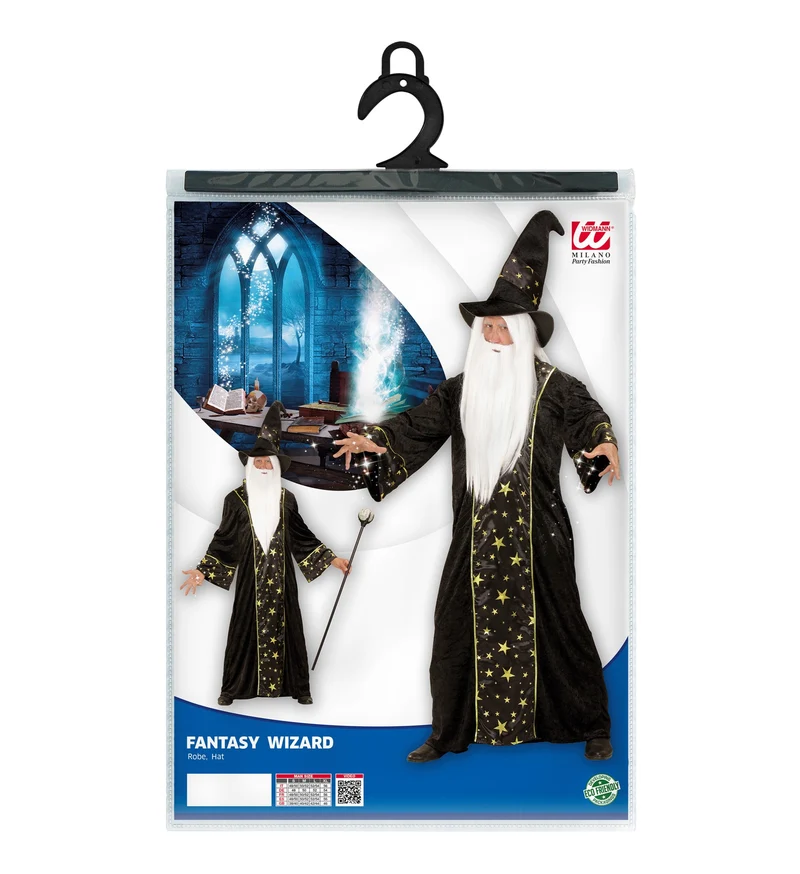 Herren Kostüm "Fantasy Zauberer" | Schwarz Gold - Robe und Hut