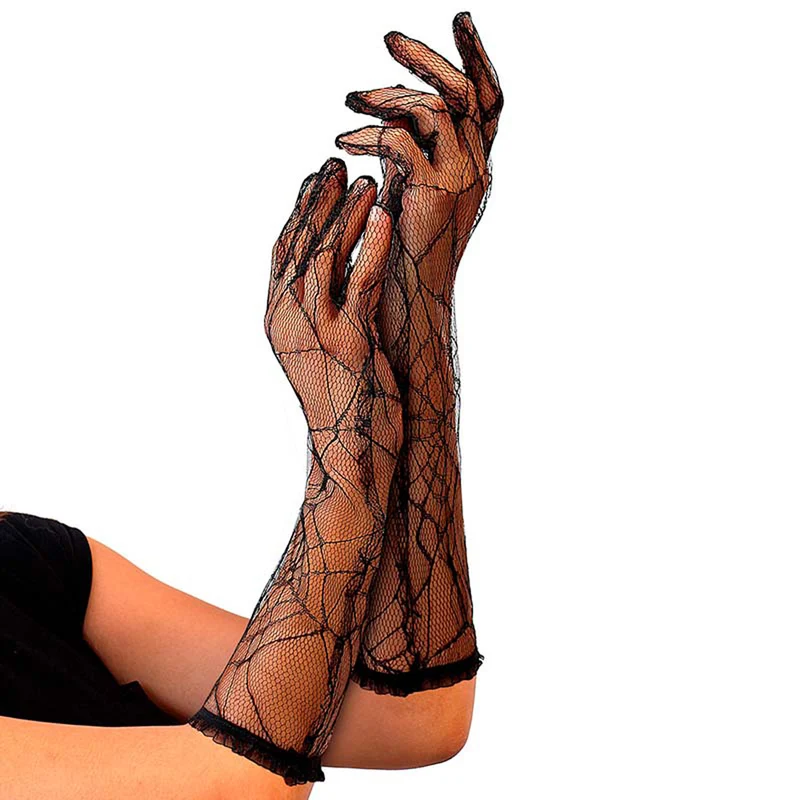 Handschuhe Schwarz Spinnennetz