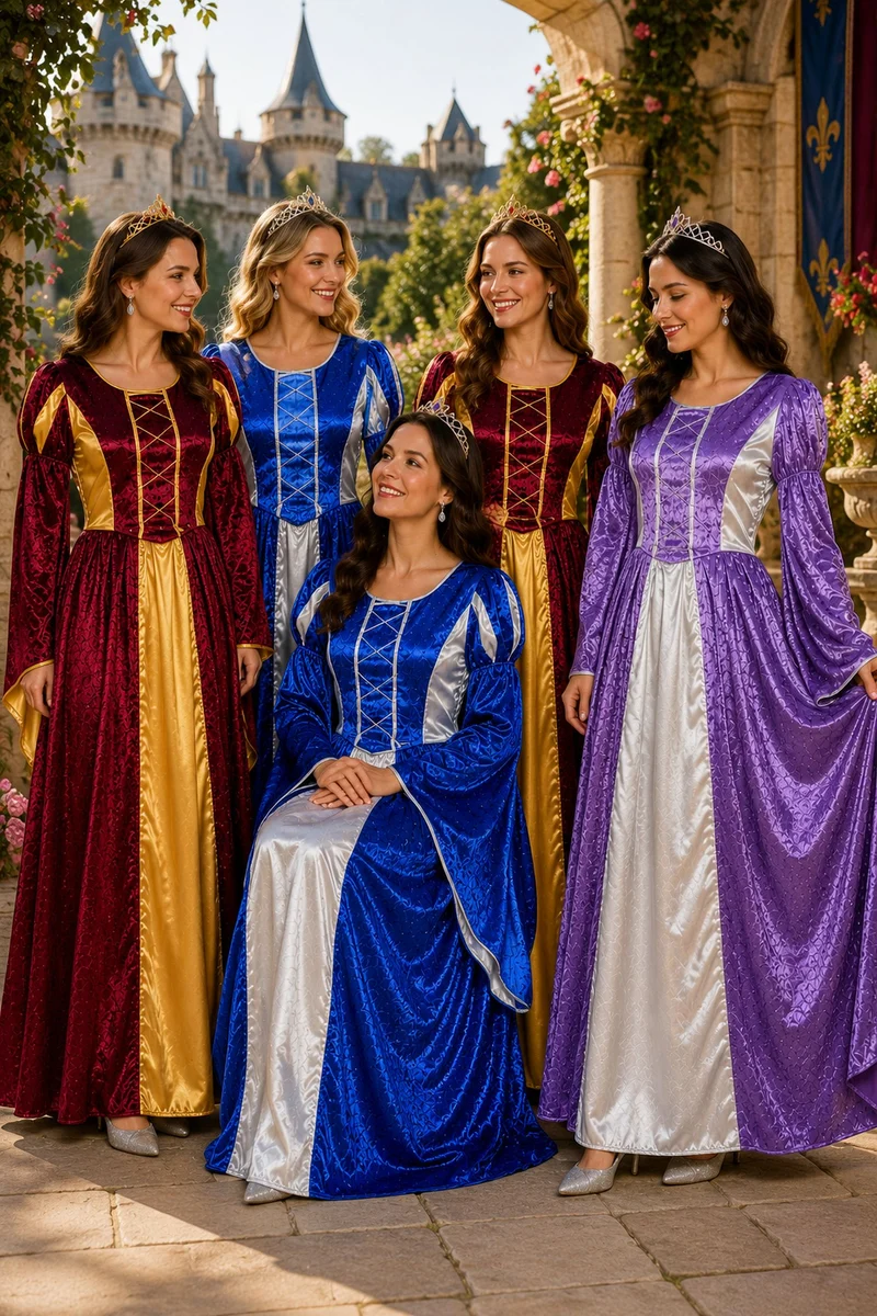 Burgfräulein Kostüm "Prinzessin Helena" für Damen | Rot Gold