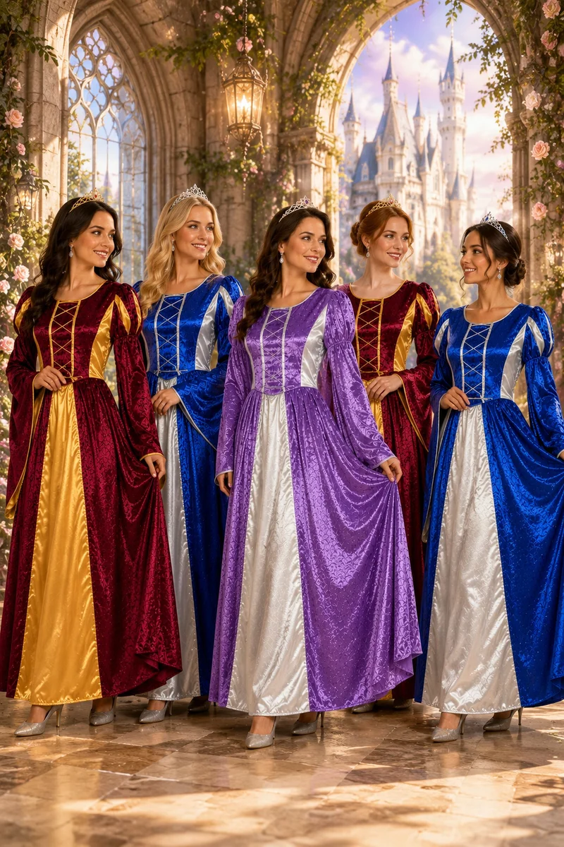 Burgfräulein Kostüm "Prinzessin Helena" für Damen | Rot Gold