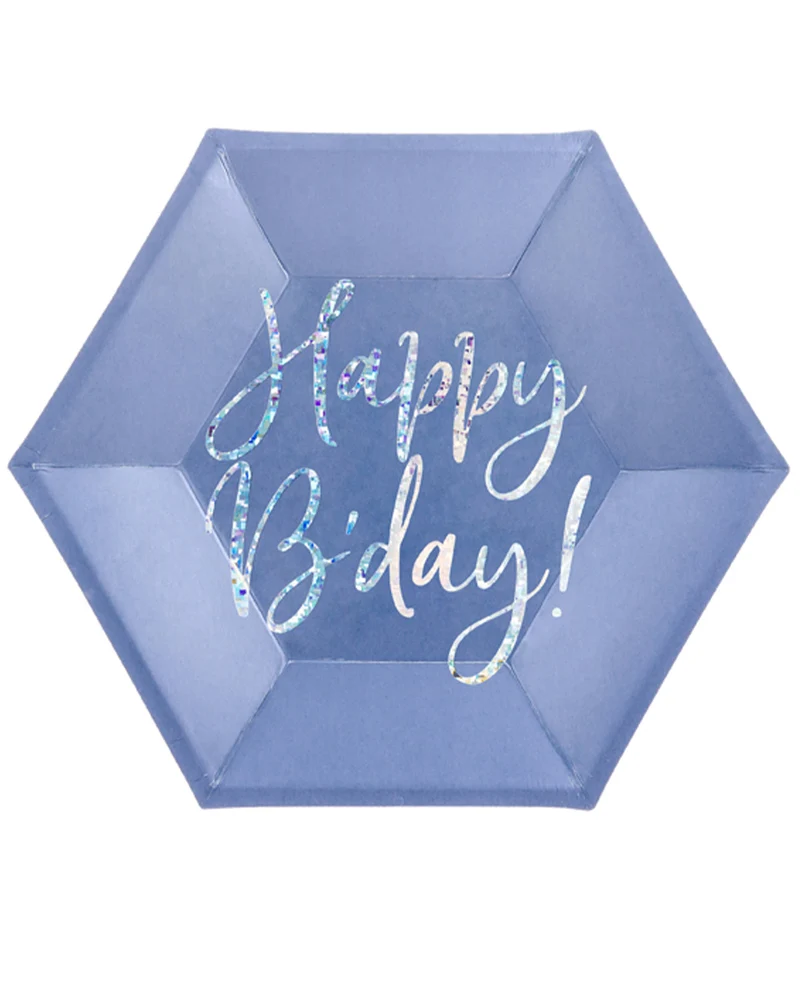 Pappteller "Happy B'day" 20cm/6Stk. | Marineblau