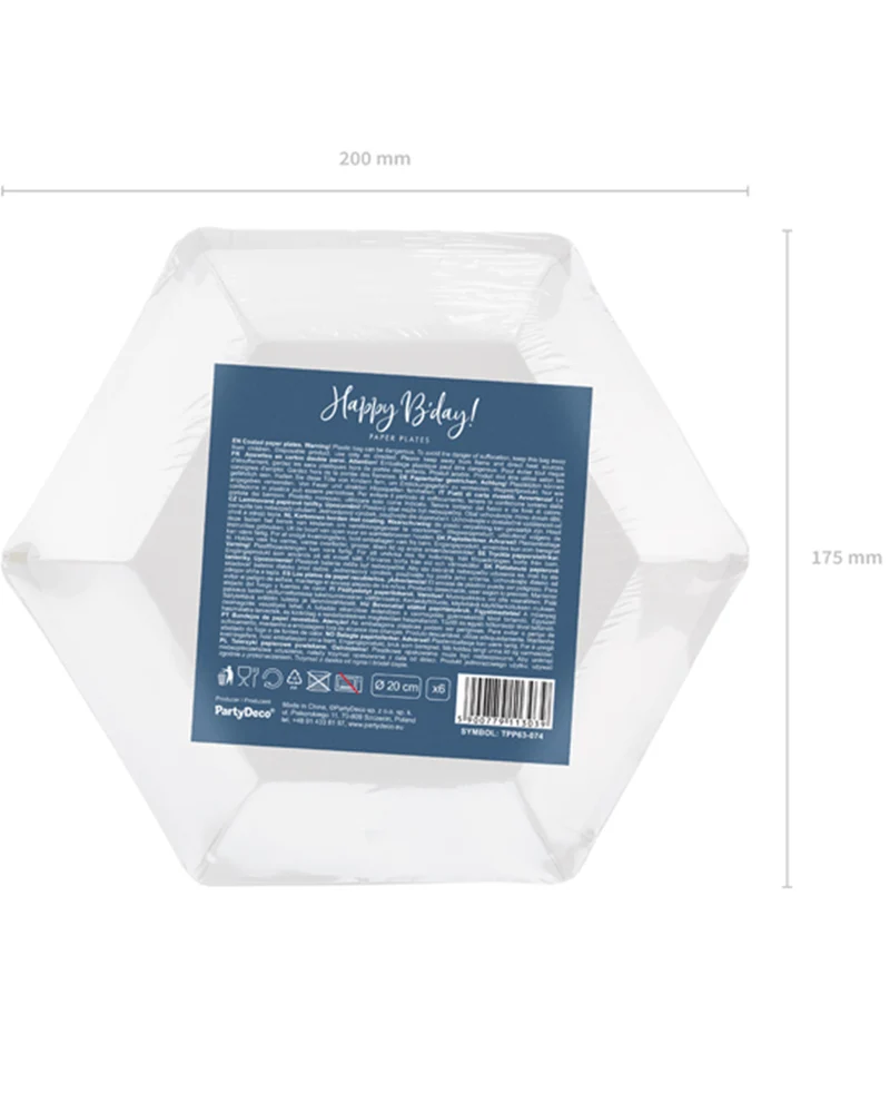 Pappteller "Happy B'day" 20cm/6Stk. | Marineblau