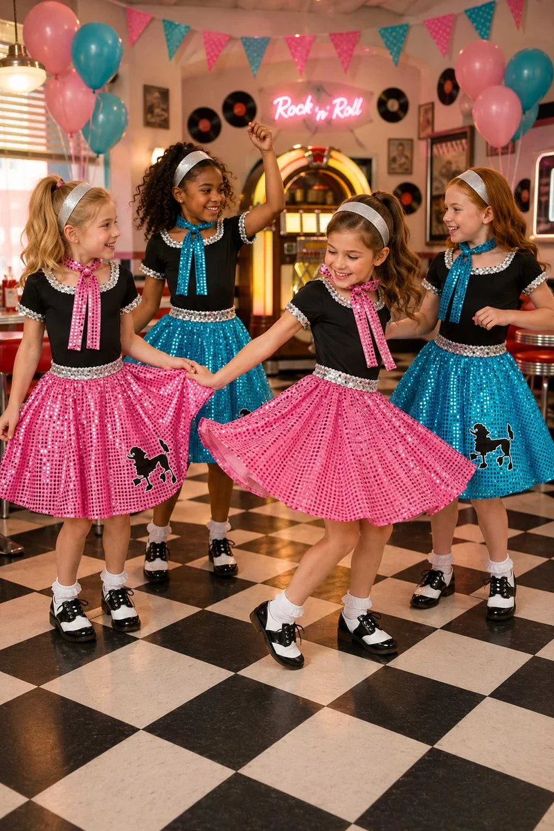 50er Jahre Kostüm "Sweety Lou" für Mädchen | Blau