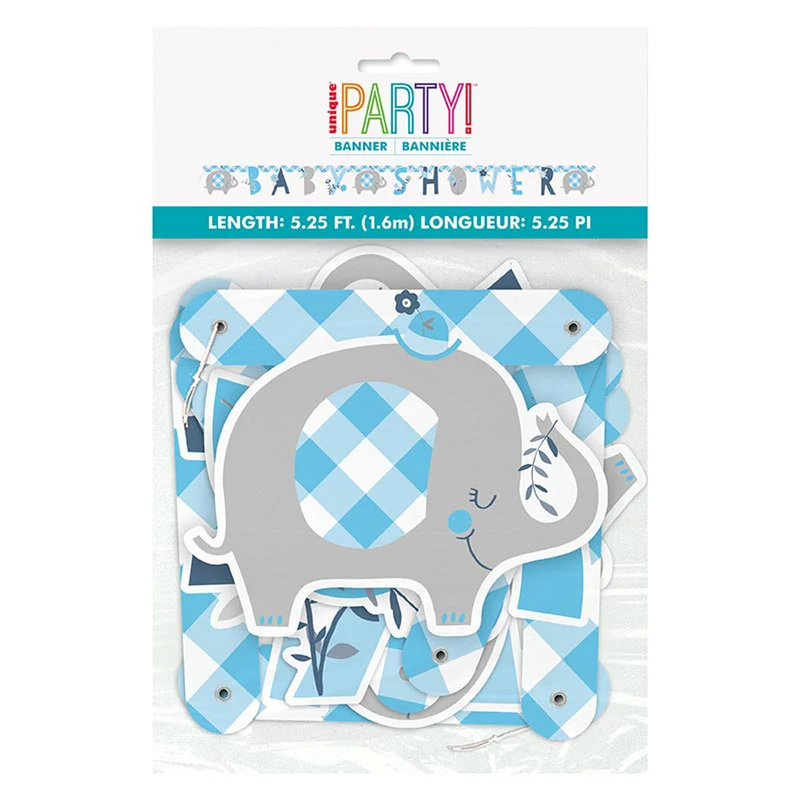 Elefant Floral Buchstabengirlande 160 cm | Blau