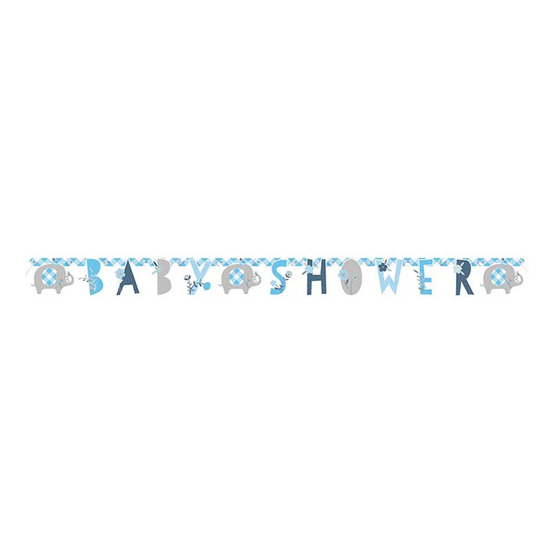 Elefant Floral Buchstabengirlande 160 cm | Blau
