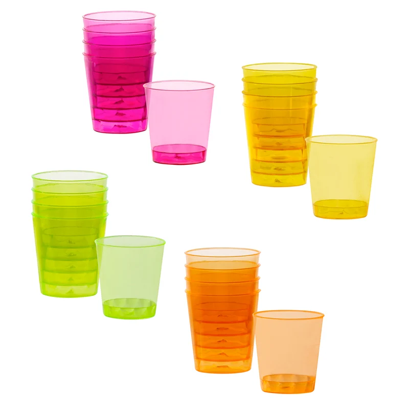 20 Kunststoff Schnappsgläser | Neon