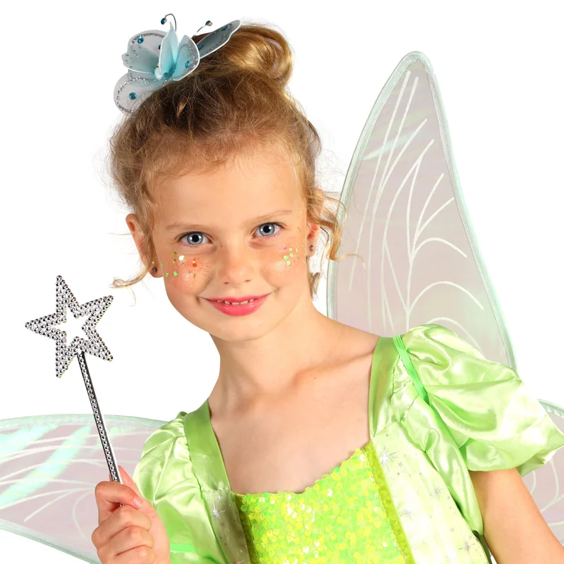 Waldfee "Elisa" Kinderkostüm - Hellgrün | Langes Märchen Kleid mit Flügeln