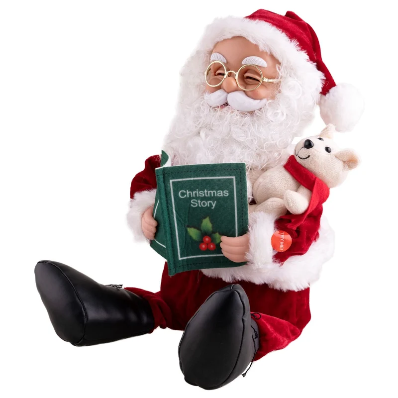Dekofigur "Sitzender Weihnachtsmann" Animiert | 32 cm