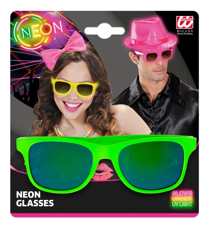 80er Jahre Brille mit Revo Gläsern | Neon Grün